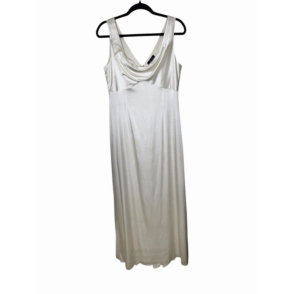 Tahari Arthur S. Levine Silk Blend Ivory White Maxi Evening Dress Sz 10 Wedding